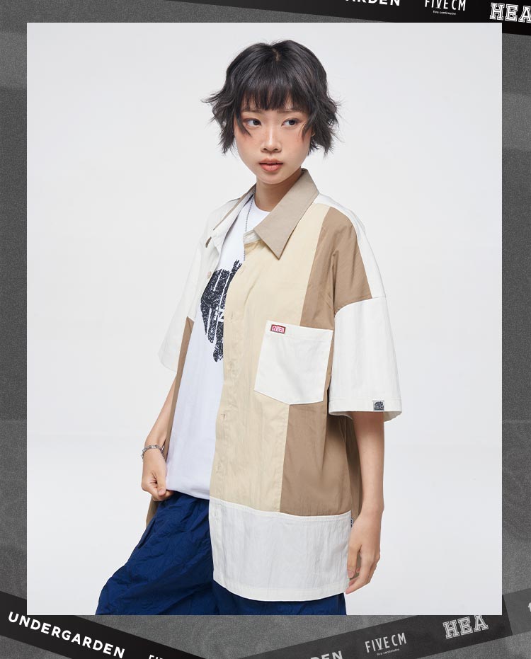 Splicing color shirt