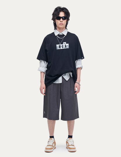 HEA Unisex City Graphic Raglan T-Shirt, Great Wall Silhouette Streetwear Short Sleeve Tee