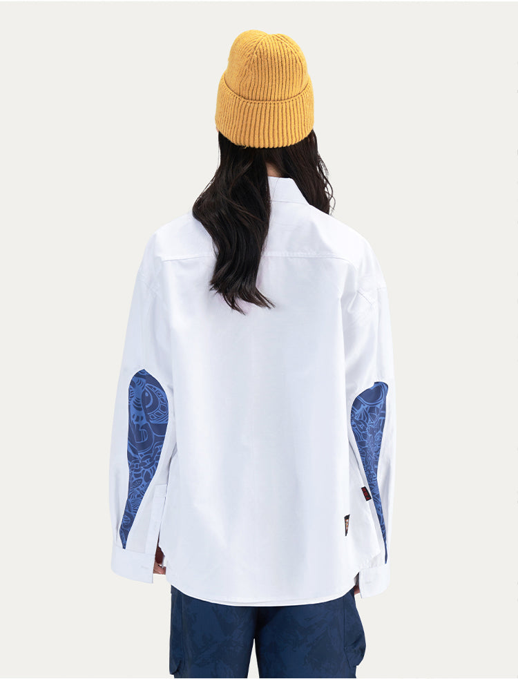 HEA Long Oversized Shirt with Unique Front Graphic Print Casual Streetwear T-shirt Unisex Fashion Shirt
