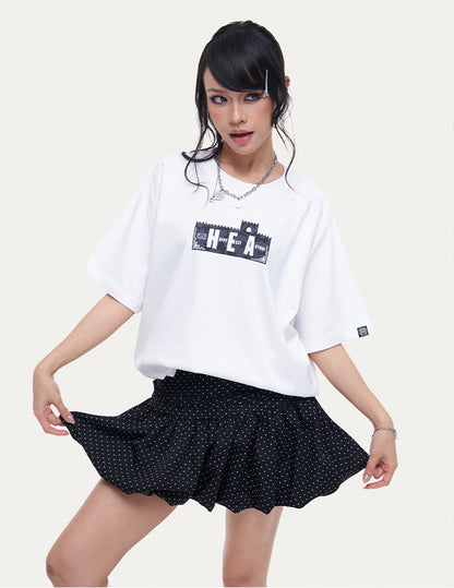 HEA Unisex City Graphic Raglan T-Shirt, Great Wall Silhouette Streetwear Short Sleeve Tee