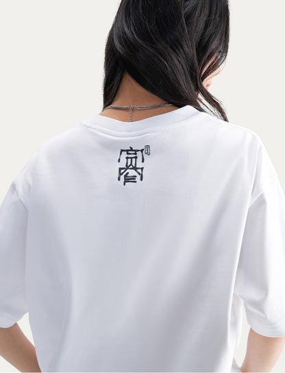 HEA Unisex Heavyweight Cotton Lion Graphic T-Shirt, Oversized Streetwear Short Sleeve Tee