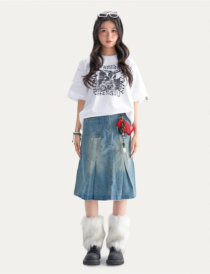 HEA Unisex Heavyweight Cotton Lion Graphic T-Shirt, Oversized Streetwear Short Sleeve Tee