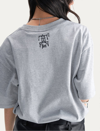 HEA Unisex Heavyweight Cotton Lion Graphic T-Shirt, Oversized Streetwear Short Sleeve Tee