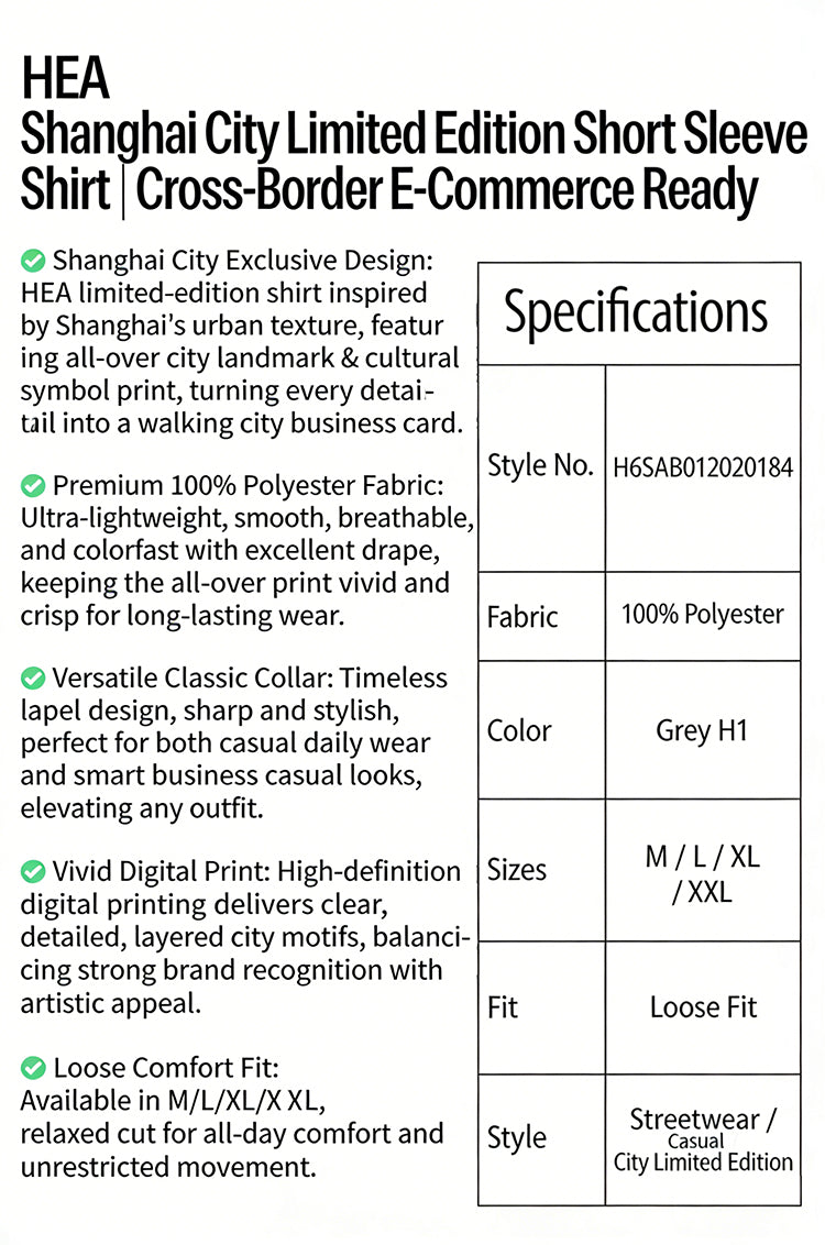 HEA Unisex Allover Print Button Up Shirt, Casual Streetwear Short Sleeve Camp Shirt