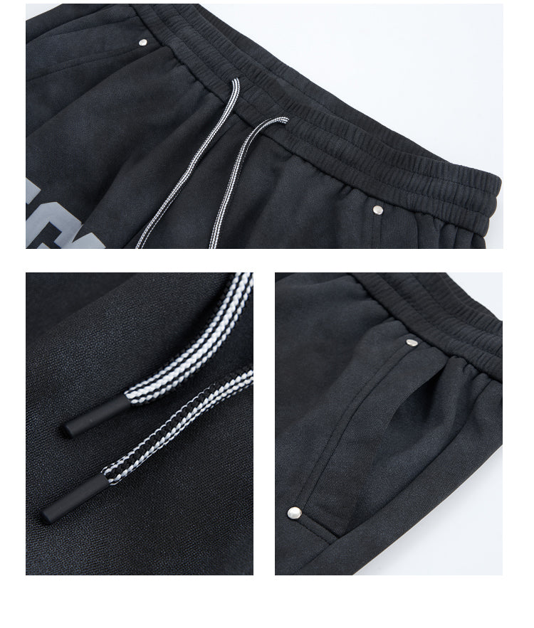 HEA Unisex Letter Print Casual Shorts, Elastic Waist Streetwear Shorts