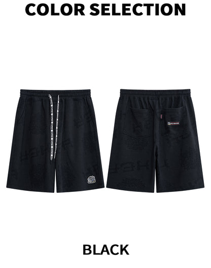 HEA Unisex Lion Allover Print Casual Shorts, Elastic Waist Streetwear Shorts