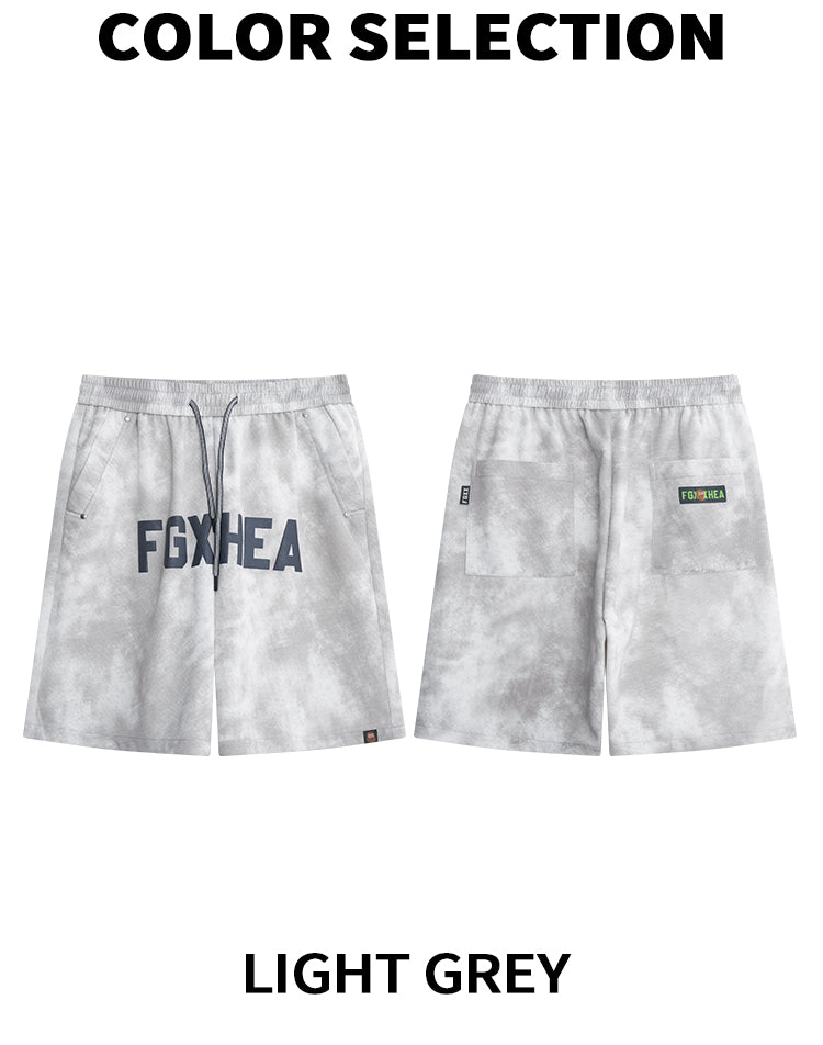HEA Unisex Letter Print Casual Shorts, Elastic Waist Streetwear Shorts