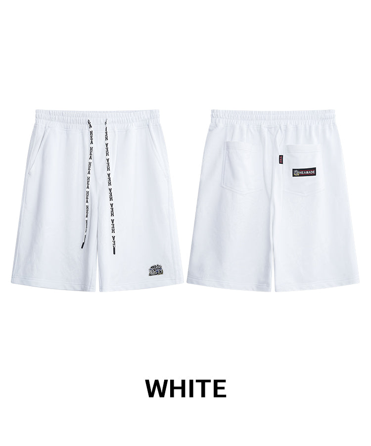 HEA Unisex Lion Allover Print Casual Shorts, Elastic Waist Streetwear Shorts