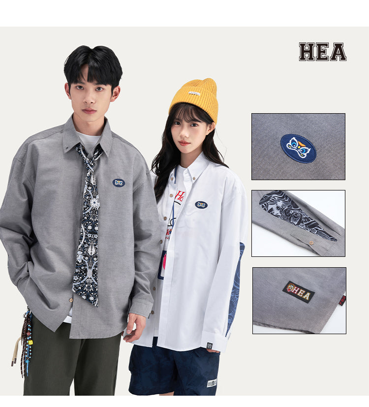 HEA Long Oversized Shirt with Unique Front Graphic Print Casual Streetwear T-shirt Unisex Fashion Shirt