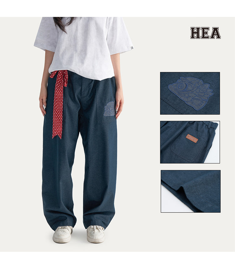 HEA Unisex Wide Leg Casual Pants, Relaxed Fit Streetwear Trousers