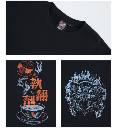 HEA Unisex Lion Print Graphic T-Shirt, Oversized Casual Streetwear Cotton Short Sleeve Tee