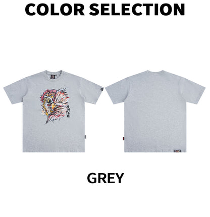 HEA Unisex Heavyweight 100% Cotton Lion Eagle Graphic T-Shirt, Oversized Streetwear