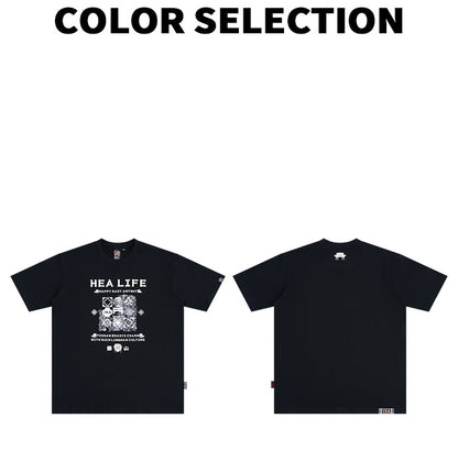 HEA Unisex Oversized Cotton Graphic T-Shirt, Casual Streetwear Short Sleeve Tee