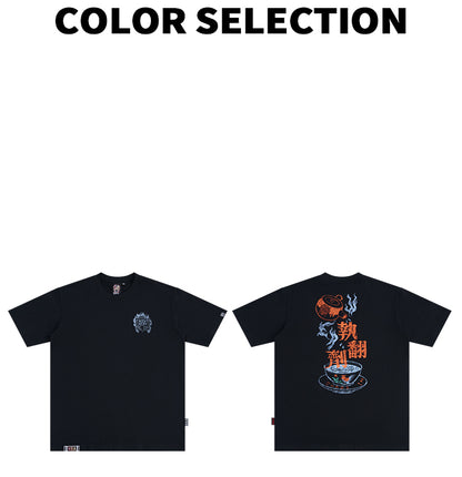 HEA Unisex Lion Print Graphic T-Shirt, Oversized Casual Streetwear Cotton Short Sleeve Tee