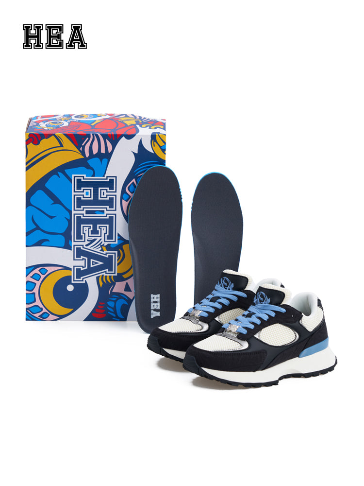 HEA Unisex Mesh Panel Retro Sneakers, Lightweight Casual Streetwear Shoes