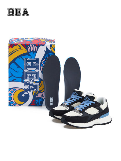 HEA Unisex Mesh Panel Retro Sneakers, Lightweight Casual Streetwear Shoes
