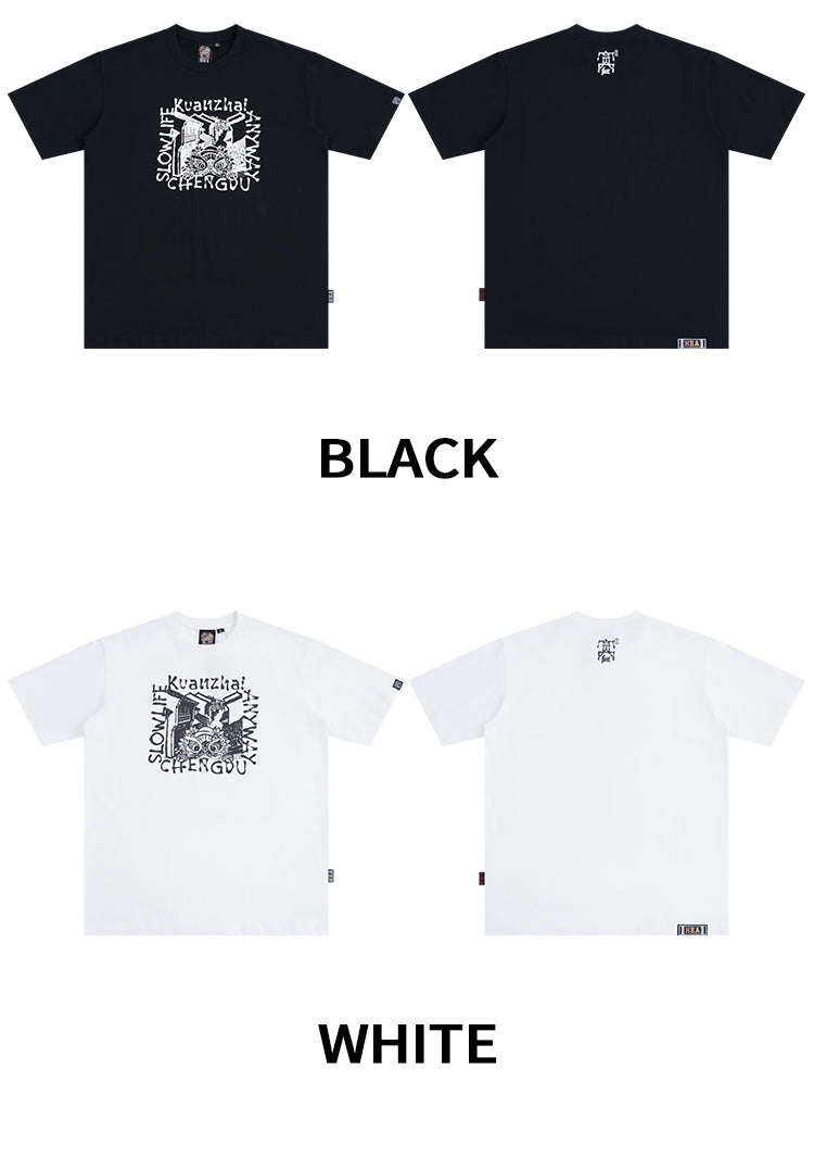 HEA Unisex Heavyweight Cotton Lion Graphic T-Shirt, Oversized Streetwear Short Sleeve Tee