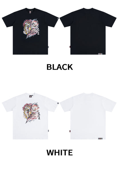 HEA Unisex Heavyweight 100% Cotton Lion Eagle Graphic T-Shirt, Oversized Streetwear