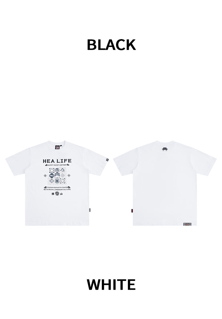 HEA Unisex Oversized Cotton Graphic T-Shirt, Casual Streetwear Short Sleeve Tee