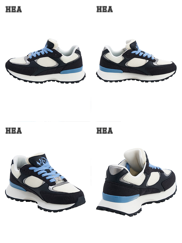 HEA Unisex Mesh Panel Retro Sneakers, Lightweight Casual Streetwear Shoes