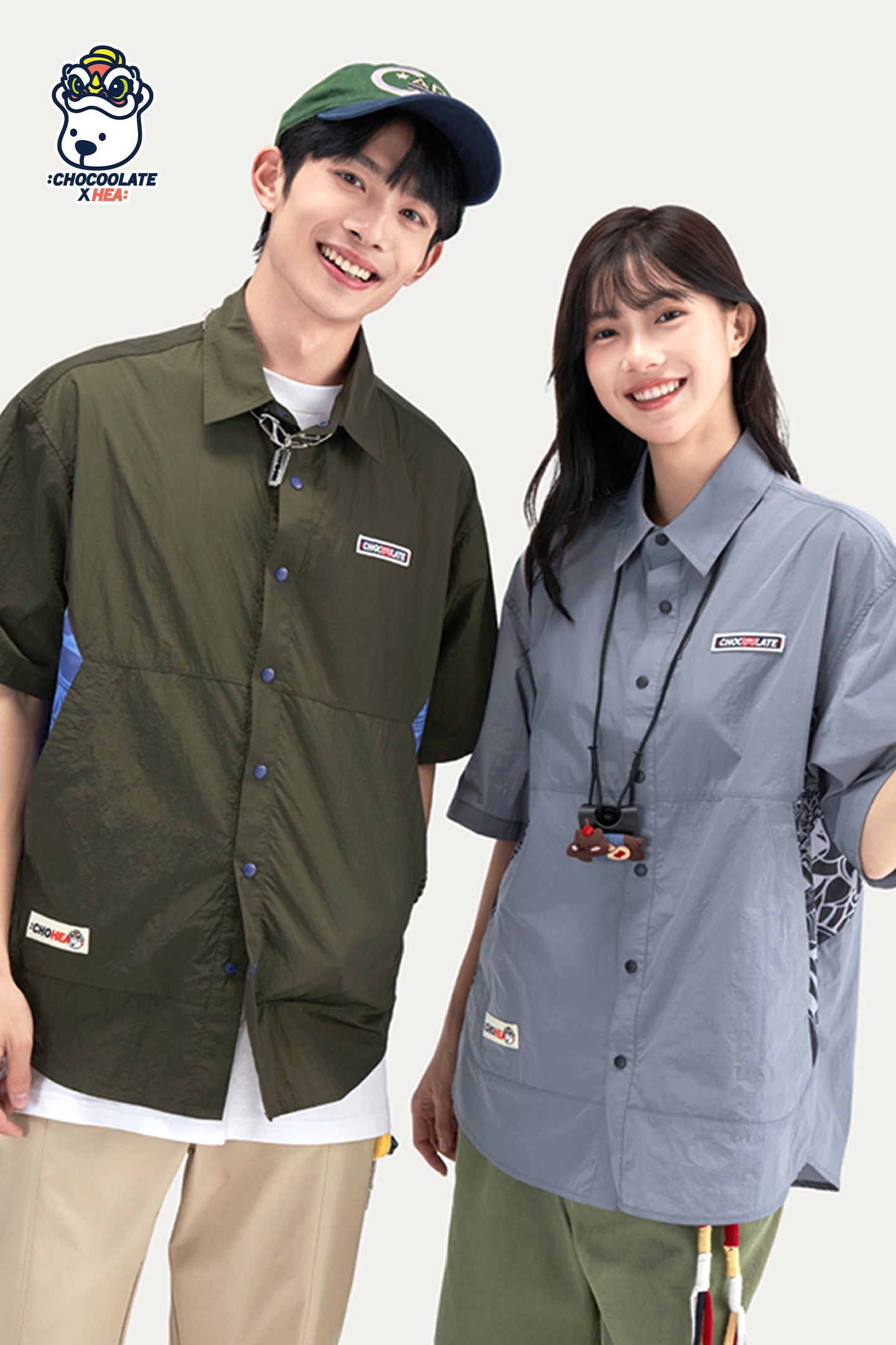 HEA Paisley Print Panel Short-Sleeve Shirt, Unisex Streetwear Casual Button-Up