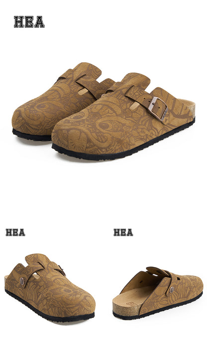 HEA Lion Allover Printed Cork Clogs, Unisex Slip-On Mule Sandals Casual Walking Shoes
