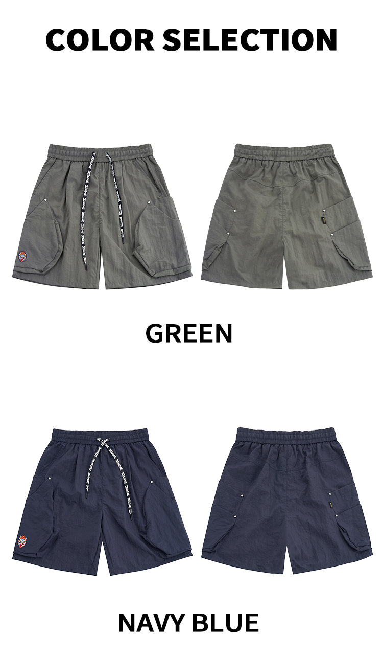 HEA Bubble Texture Cargo Shorts, Unisex Drawstring Loose Casual Walking Shorts