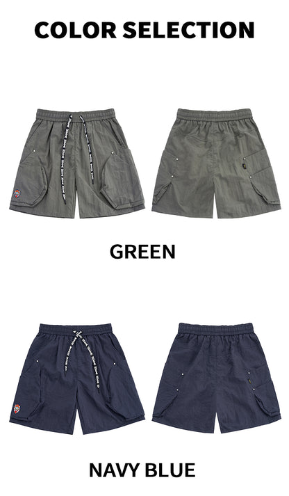 HEA Bubble Texture Cargo Shorts, Unisex Drawstring Loose Casual Walking Shorts