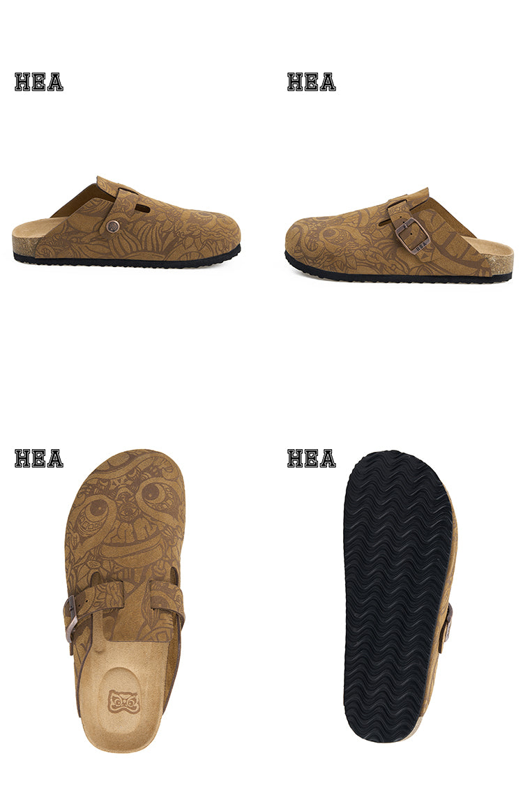HEA Lion Allover Printed Cork Clogs, Unisex Slip-On Mule Sandals Casual Walking Shoes