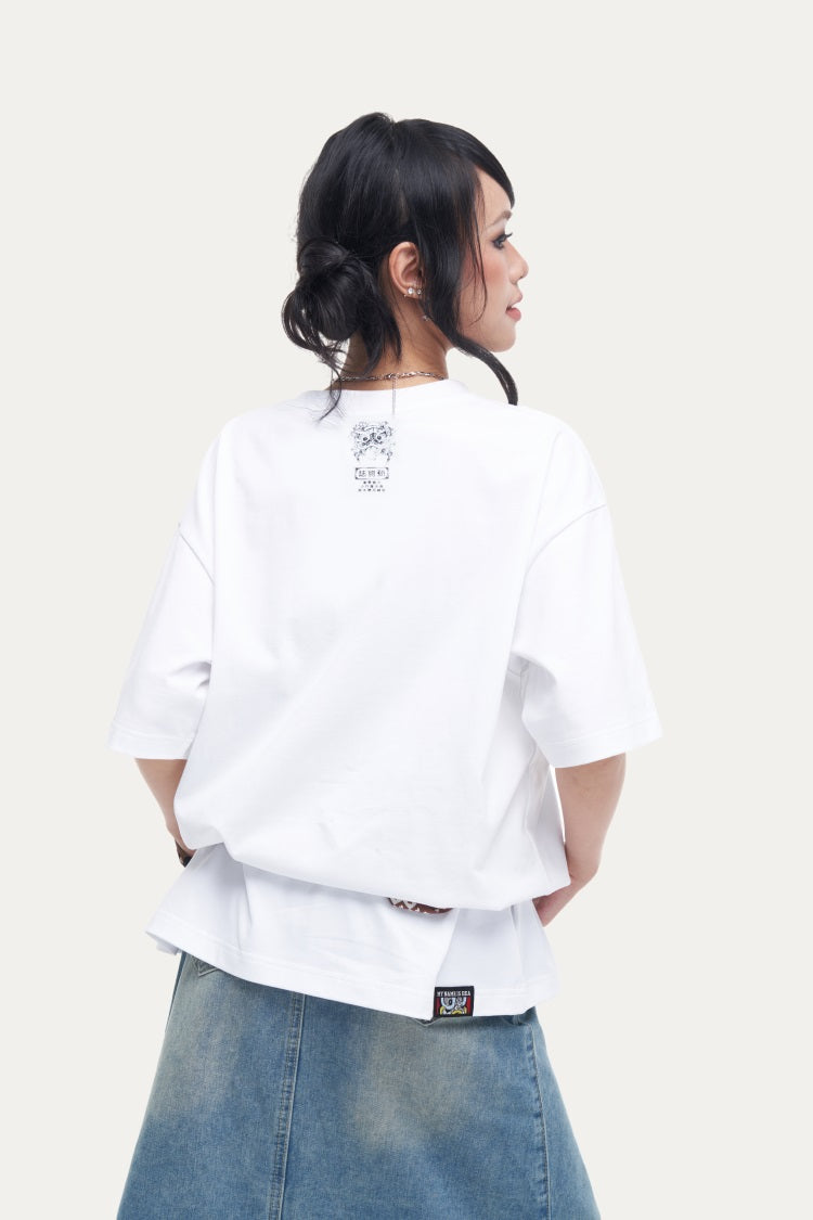 HEA Swallow Print T-Shirt, Unisex Streetwear Casual Tee with Traditional Chinese Art