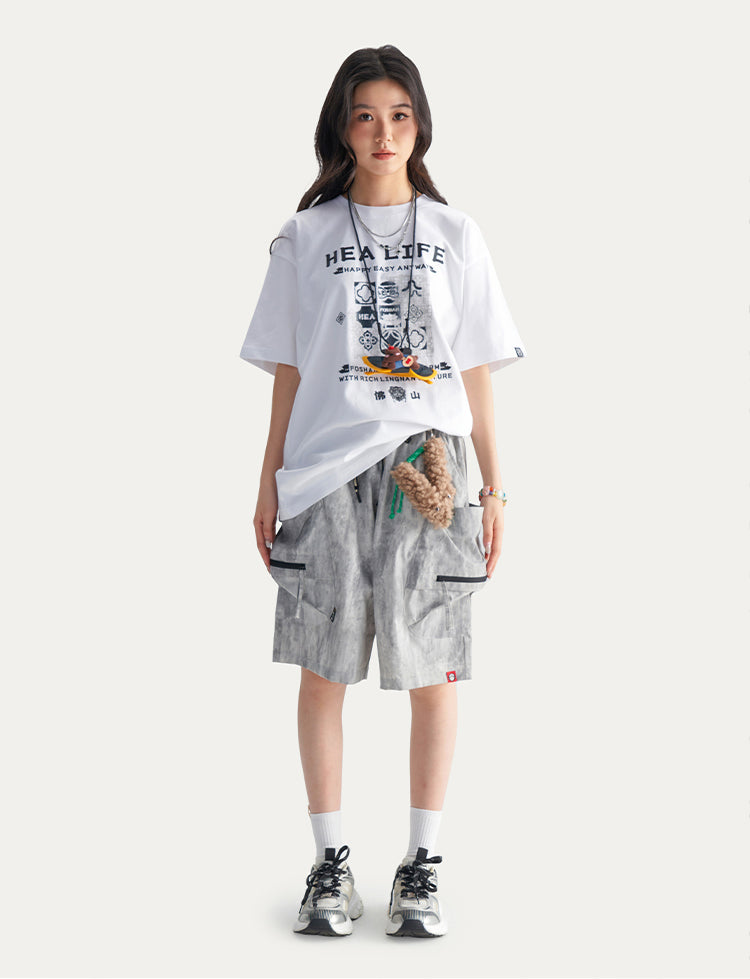 HEA Unisex Oversized Cotton Graphic T-Shirt, Casual Streetwear Short Sleeve Tee