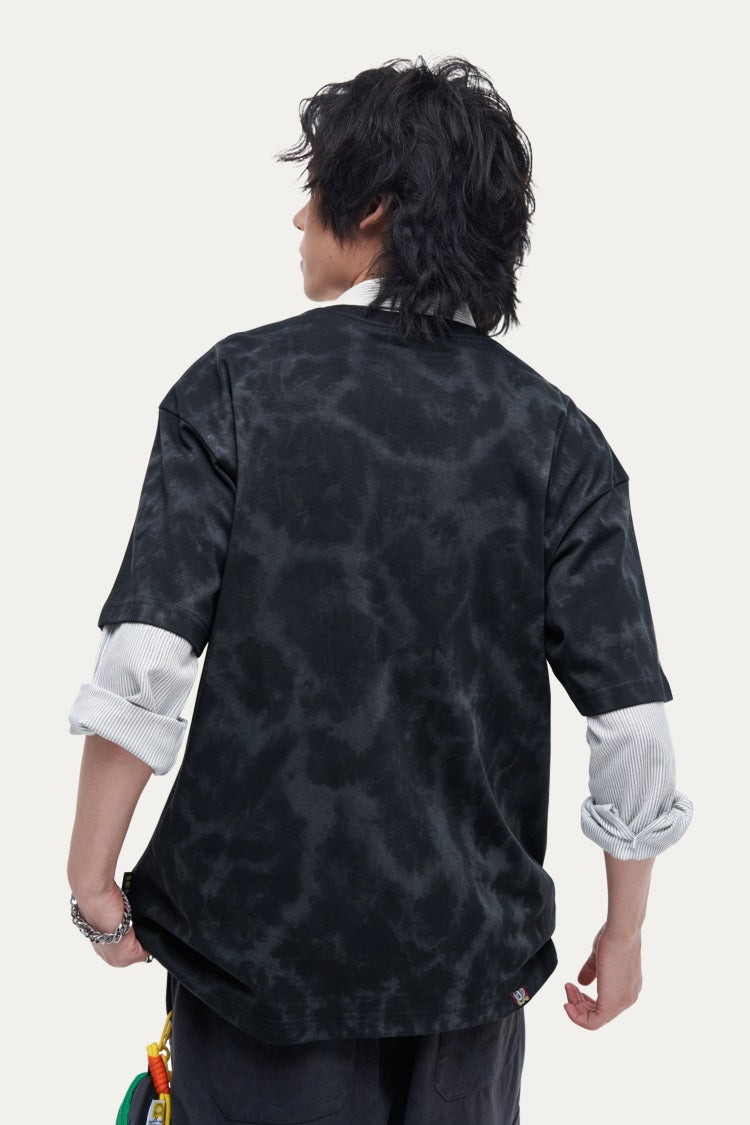 HEA Unisex Oversized Graphic T-Shirt, Crew Neck Cotton Tee with Front & Back Lion Print, Casual Streetwear Top for Men Women