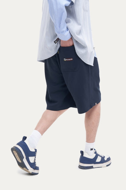 HEA Unisex Solid Color Casual Shorts, Elastic Waist Streetwear Shorts
