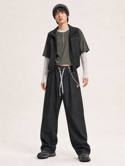 HEA Relaxed Drawstring Track Pants – Straight Leg Streetwear Pants