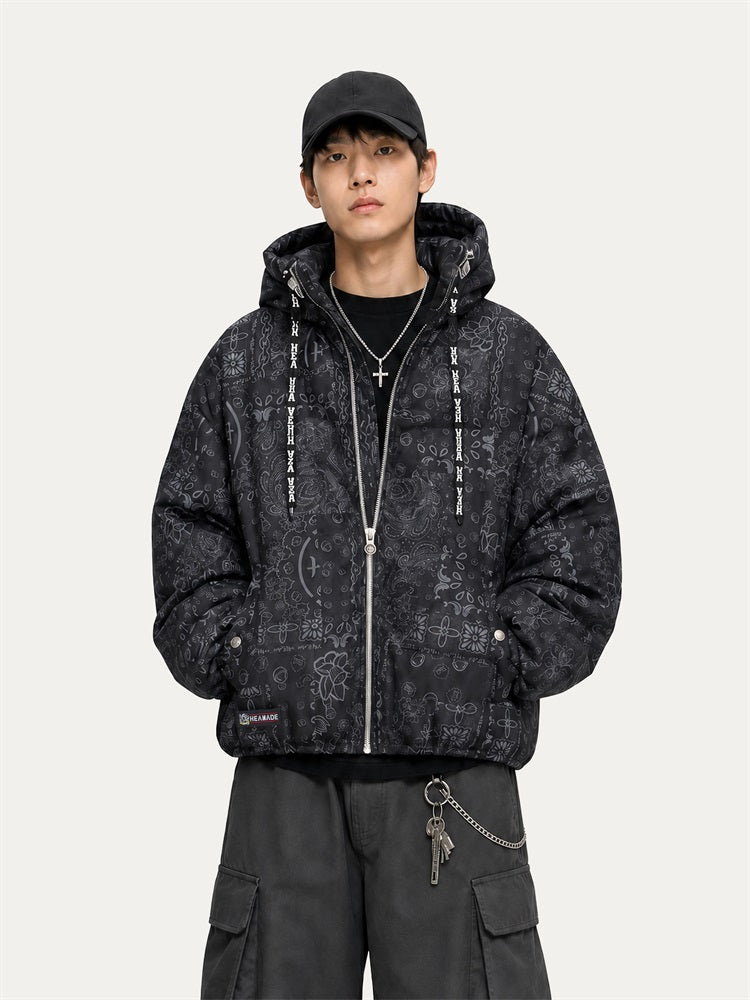 HEA All-Over Print Hooded Puffer Jacket