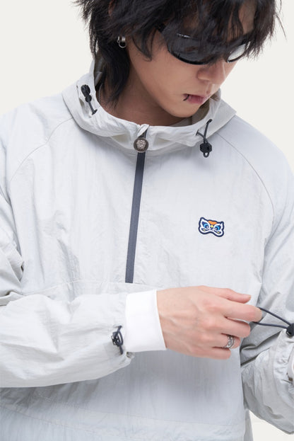 HEA Cartoon Graphic Half-Zip Hooded Anorak | Unisex Streetwear Casual Lightweight Jacket