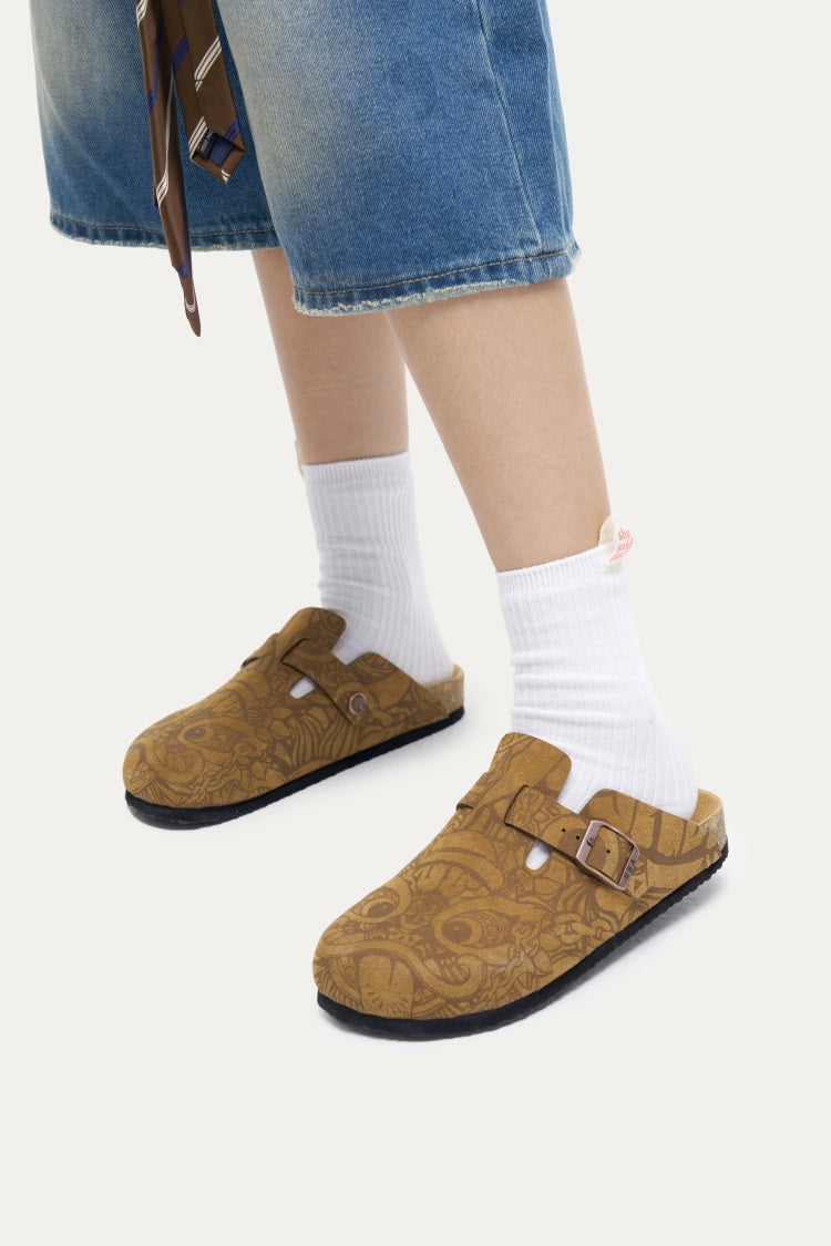HEA Lion Allover Printed Cork Clogs, Unisex Slip-On Mule Sandals Casual Walking Shoes