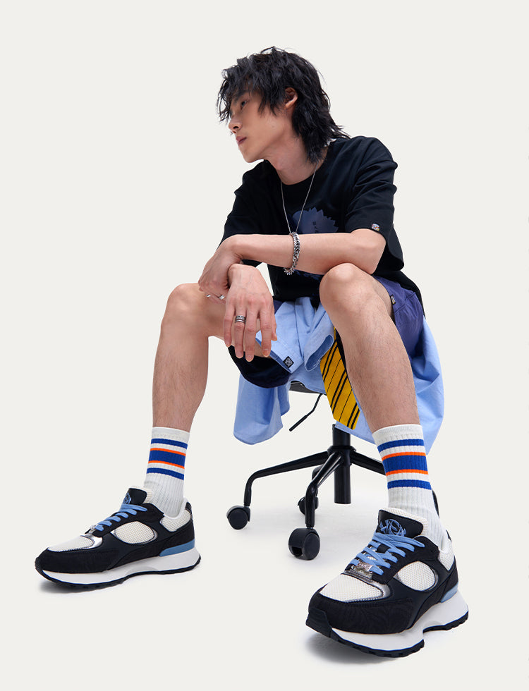 HEA Unisex Mesh Panel Retro Sneakers, Lightweight Casual Streetwear Shoes