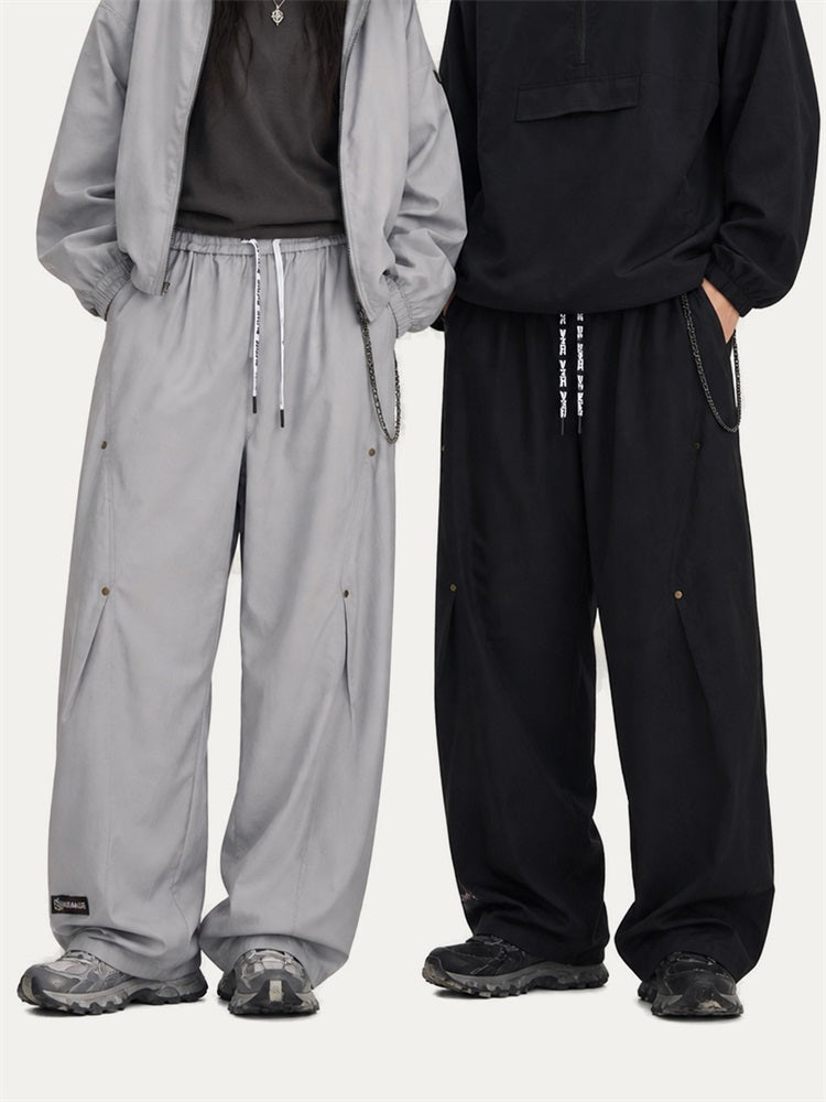 HEA Relaxed Woven Drawstring Pants – Straight Leg Streetwear Trousers