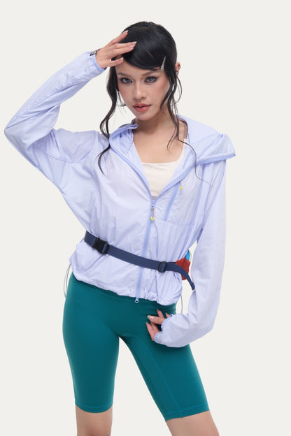HEA  Lightweight Hooded Outdoor Jacket, Full-Zip Quick-Dry Sun Protection Coat with Thumb Holes