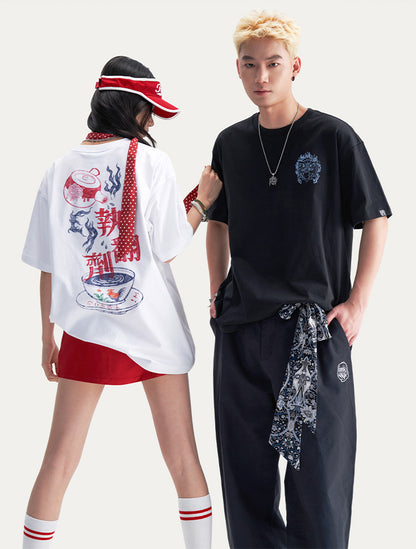 HEA Unisex Lion Print Graphic T-Shirt, Oversized Casual Streetwear Cotton Short Sleeve Tee