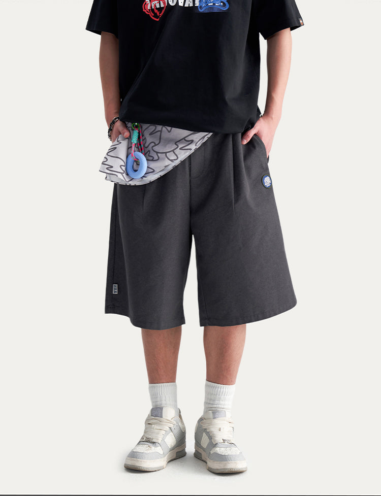 HEA Unisex Solid Color Casual Shorts, Loose Fit Streetwear Shorts