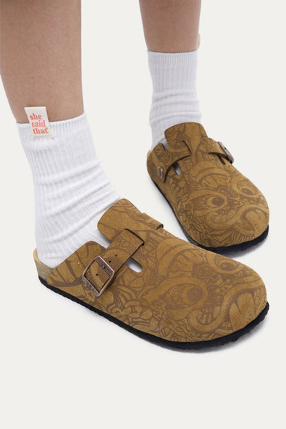 HEA Lion Allover Printed Cork Clogs, Unisex Slip-On Mule Sandals Casual Walking Shoes