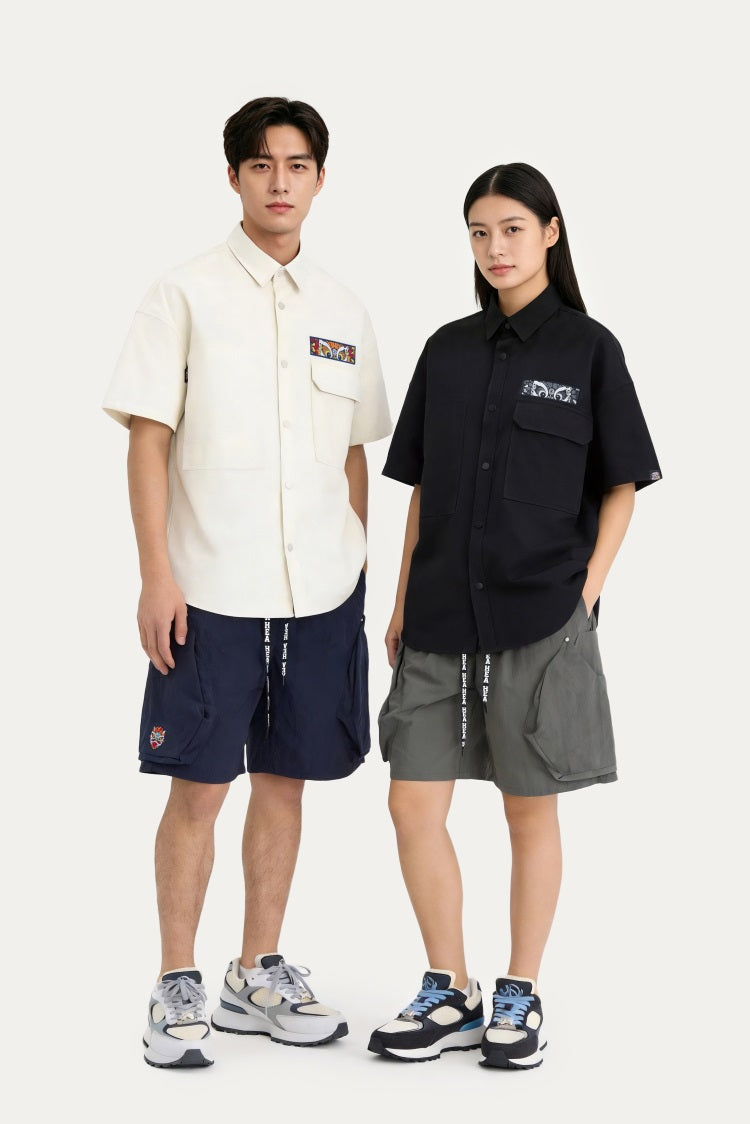 HEA Bubble Texture Cargo Shorts, Unisex Drawstring Loose Casual Walking Shorts