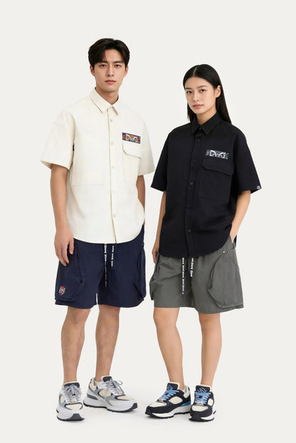 HEA Bubble Texture Cargo Shorts, Unisex Drawstring Loose Casual Walking Shorts