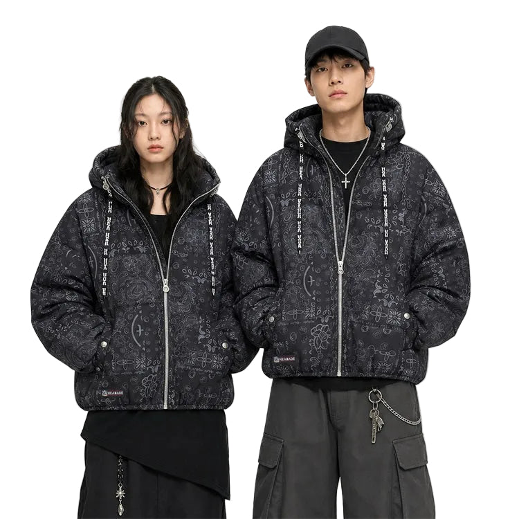 HEA All-Over Print Hooded Puffer Jacket