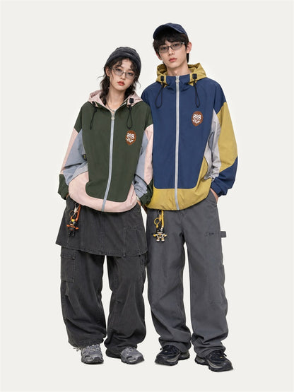HEA Multi-Pocket Workwear Jacket – Contrast Collar Utility Coat