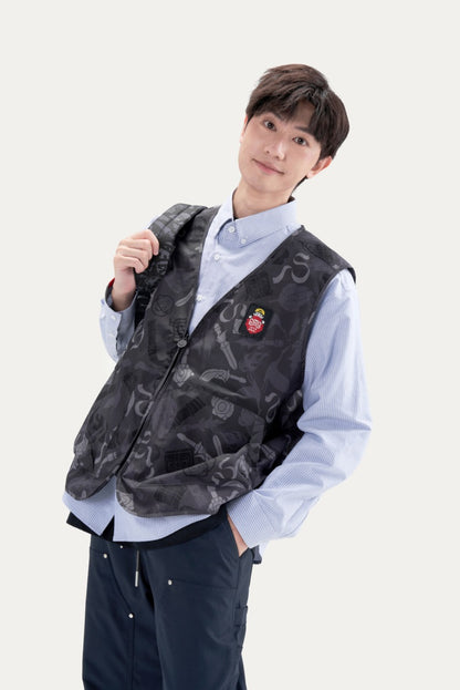 HEA All-Over Print Zip-Up Vest | Unisex Streetwear Sleeveless Casual Waistcoat