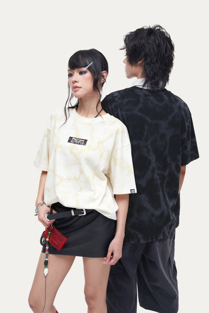 HEA Unisex Oversized Graphic T-Shirt, Crew Neck Cotton Tee with Front & Back Lion Print, Casual Streetwear Top for Men Women