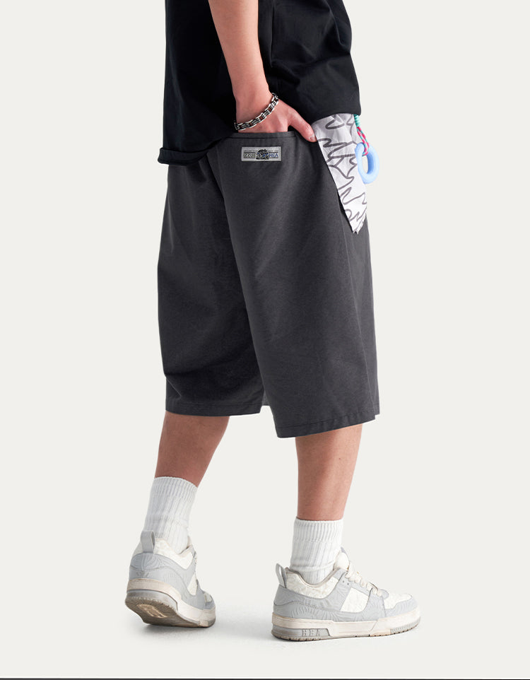 HEA Unisex Solid Color Casual Shorts, Loose Fit Streetwear Shorts
